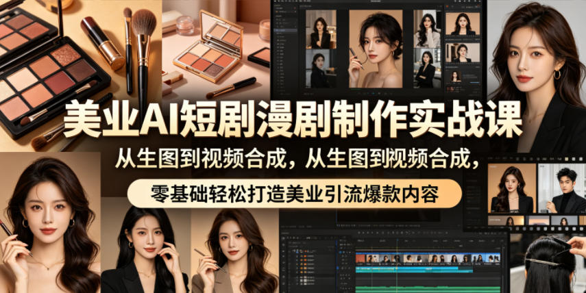 美业AI短剧漫剧制作实战课，从生图到视频合成，零基础轻松打造美业引流爆款内容-柚子网创