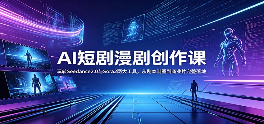 AI短剧漫剧创作课：玩转Seedance2.0与 Sora2两大工具，从剧本制图到商业片完整落地-柚子网创