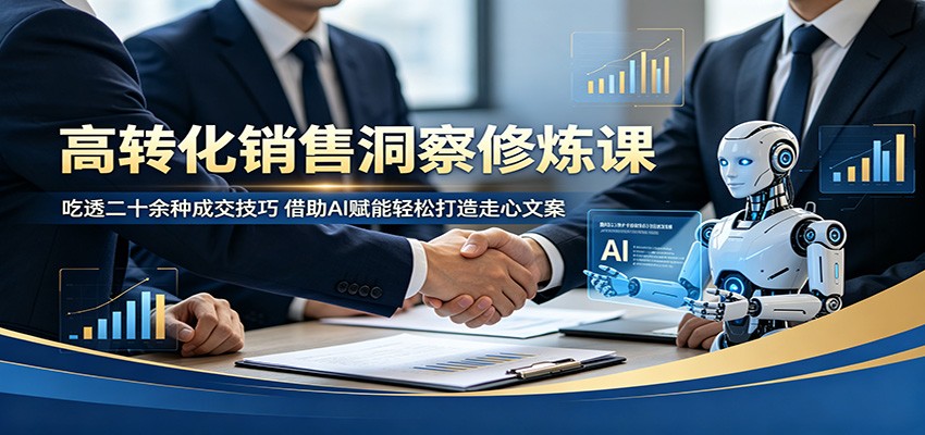高转化销售洞察修炼课：吃透二十余种成交技巧，借助AI赋能轻松打造走心文案-柚子网创