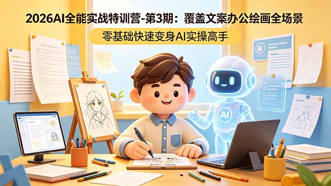 2026AI全能实战特训营-第3期：覆盖文案办公绘画全场景 零基础快速变身AI实操高手-柚子网创