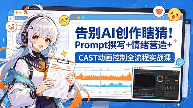告别AI创作瞎猜！Prompt撰写+情绪营造+CAST动画控制全流程实战课-柚子网创