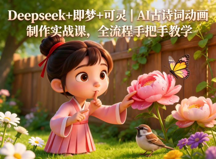 Deepseek+即梦+可灵｜AI古诗词动画制作实战课，全流程手把手教学-柚子网创