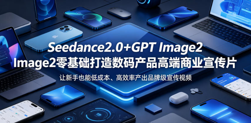 Seedance2.0+GPT Image2零基础打造数码产品高端商业宣传片，让新手也能低成本、高效率产出品牌级宣传视频-柚子网创