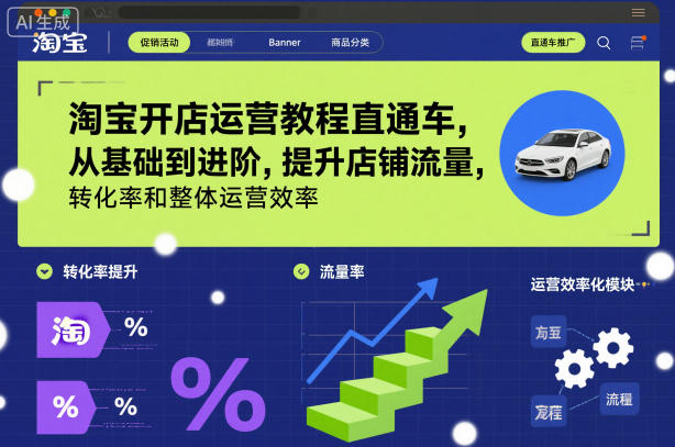 淘宝开店运营教程直通车，从基础到进阶，提升店铺流量，转化率和整体运营效率(更新26年05月27日)-柚子网创