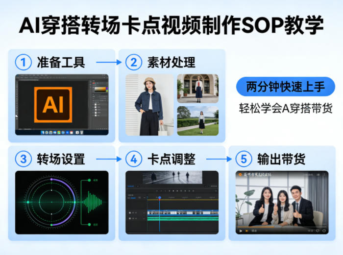 AI穿搭转场卡点视频制作SOP教学，两分钟快速上手，轻松学会AI穿搭带货-柚子网创