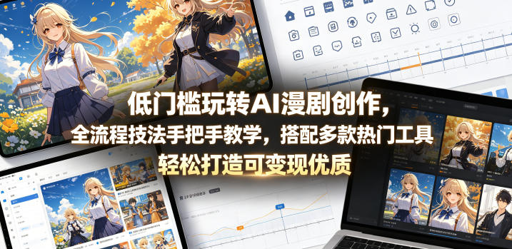 低门槛玩转AI漫剧创作，全流程技法手把手教学，搭配多款热门工具，轻松打造可变现优质作品-柚子网创