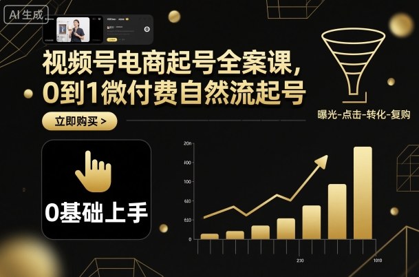 视频号电商起号全案课，0到1微付费自然流起号-柚子网创