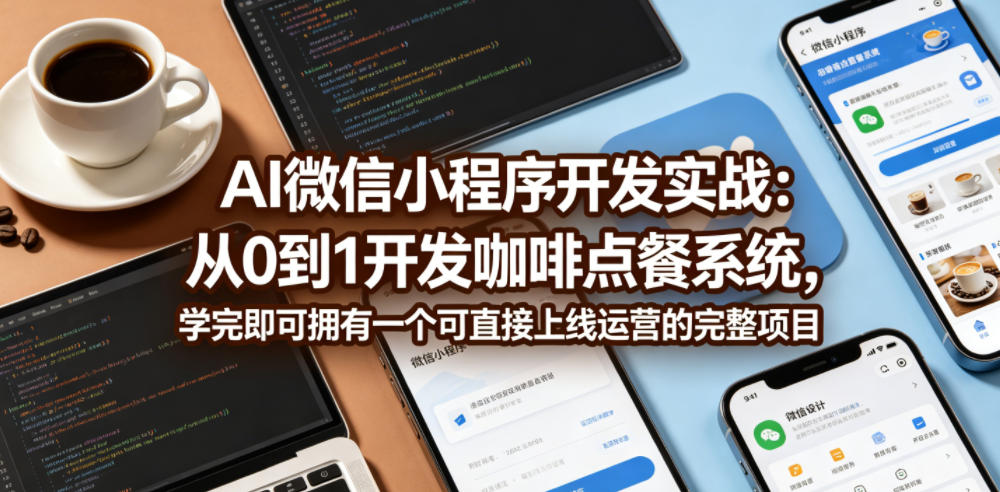 AI微信小程序开发实战：从0到1开发咖啡点餐系统，学完即可拥有一个可直接上线运营的完整项目-柚子网创