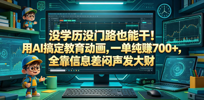 没学历没门路也能干！用AI搞定教育动画，一单纯賺700+，全靠信息差闷声发大财【揭秘】-柚子网创