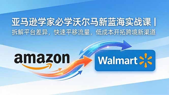 亚马逊卖家必学沃尔玛新蓝海实战课｜拆解平台差异，快速平移流量，低成本开拓跨境新渠道-柚子网创