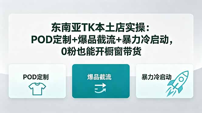 东南亚TK本土店实操-5月更新：POD定制+爆品截流+暴力冷启动，0粉也能开橱窗带货-柚子网创