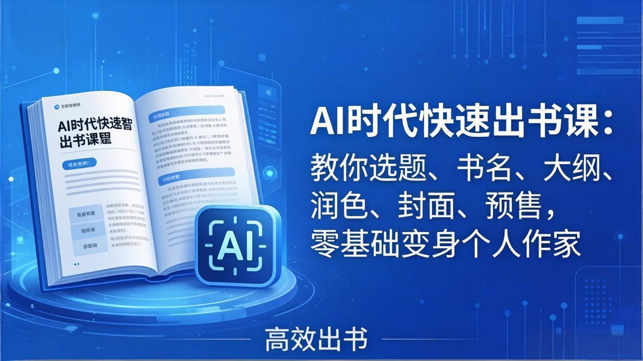 AI时代7天闪电出书课：教你选题、书名、大纲、润色、封面、预售，零基础变身个人作家-柚子网创