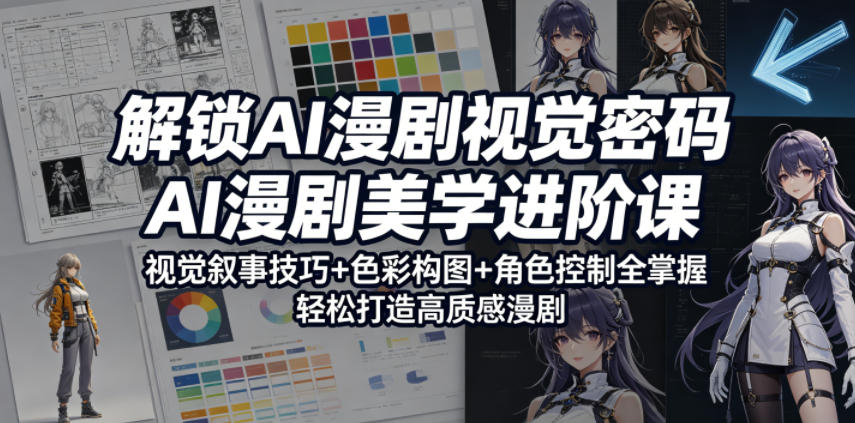 解锁AI漫剧视觉密码，AI漫剧美学进阶课，视觉叙事技巧+色彩构图+角色控制全掌握，轻松打造高质感漫剧-柚子网创