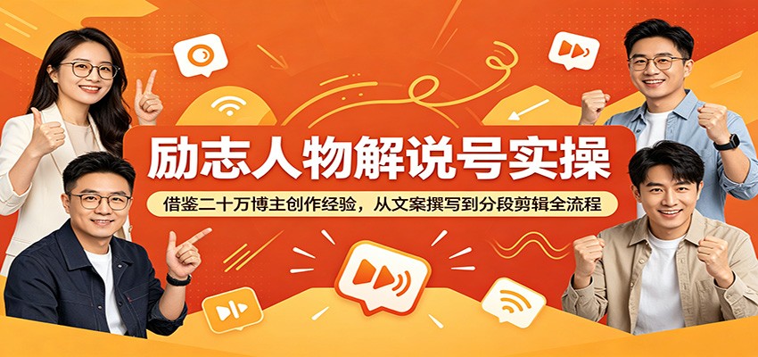 励志人物解说号实操：借鉴二十万博主创作经验，从文案撰写到分段剪辑全流程-柚子网创