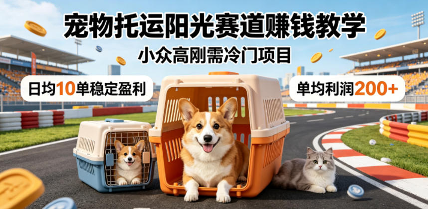 宠物托运阳光赛道賺钱教学，小众高刚需冷门项目，日均10单稳定盈利，单均利润200+-柚子网创