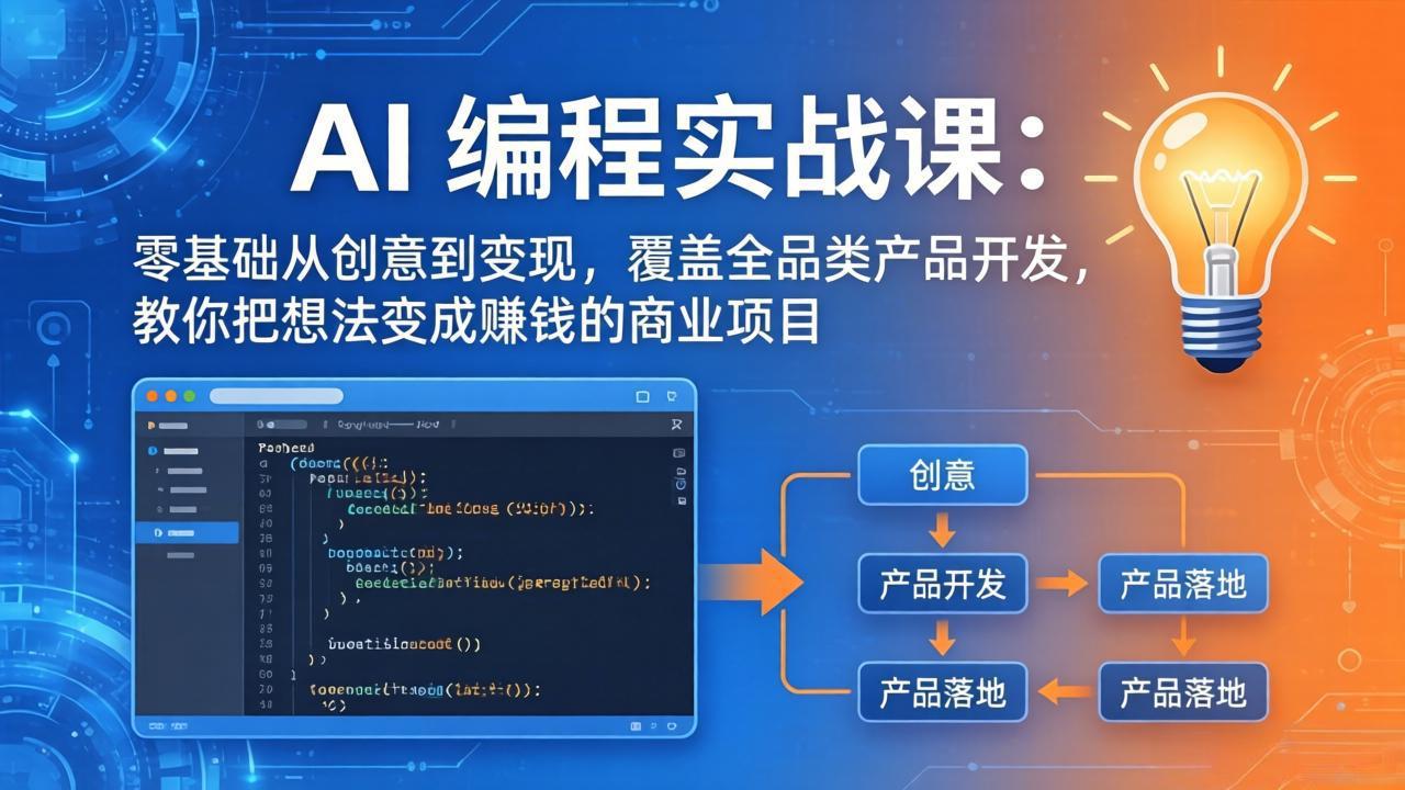AI编程实战课-第三期-5月19更新：零基础从创意到变现，覆盖全品类产品开发，把想法变成赚钱项目-柚子网创