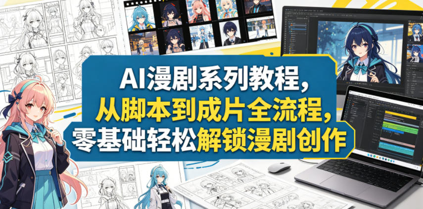 AI漫剧系列教程，从脚本到成片全流程，零基础轻松解锁漫剧创作-柚子网创