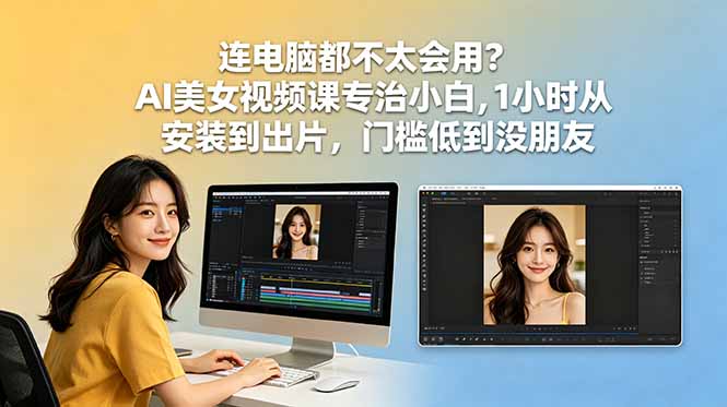 连电脑都不太会用？AI美女视频课专治小白，1小时从安装到出片，门槛低到没朋友-柚子网创