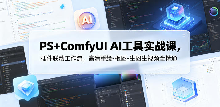 PS+ComfyUI AI工具实战课，插件联动工作流，高清重绘-抠图-生图生视频全精通-柚子网创
