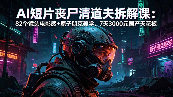 AI短片《丧尸清道夫》拆解课：82个镜头电影感+原子朋克美学，7天3000元国产天花板-柚子网创